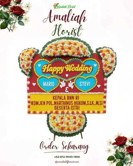 Papan Bunga Pernikahan Montong Gading